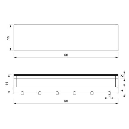 Стенна закачалка за кърпа с рафт 10х60 см бяла