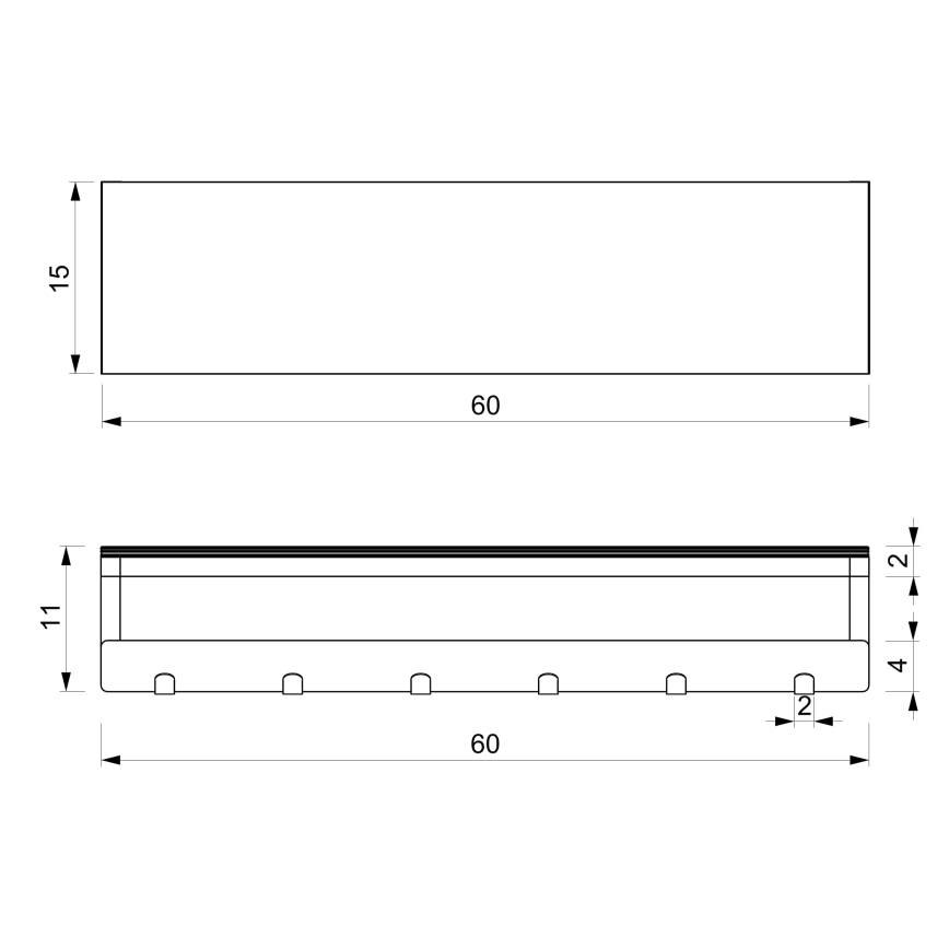 Стенна закачалка за кърпа с рафт 10х60 см черна