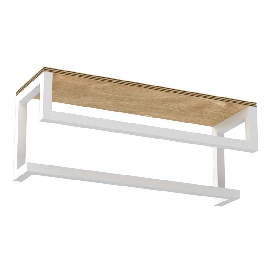 Стенна закачалка за кърпа с рафт 14х40 см бяла