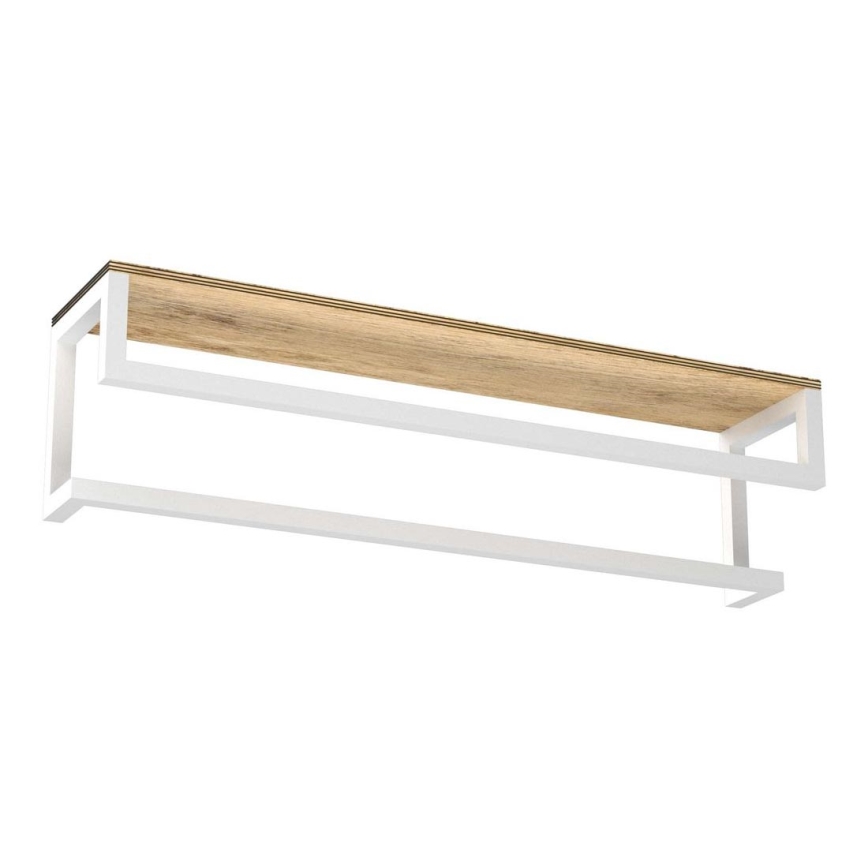 Стенна закачалка за кърпа с рафт 14х60 см бяла