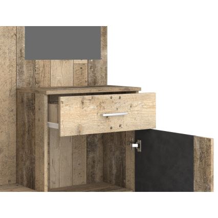 Стенна композиция за антре с огледало NOLAN, кафяв/графит