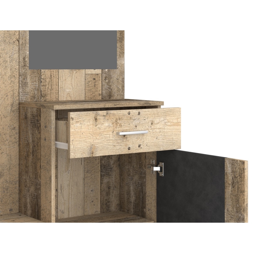 Стенна композиция за антре с огледало NOLAN, кафяв/графит