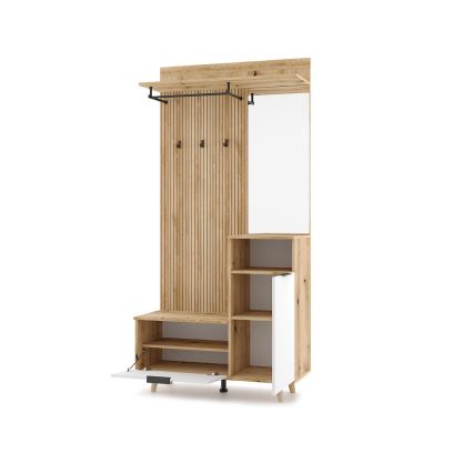 Стенна композиция за антре със огледало SVEN кафява/бяла