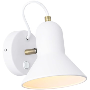 Стенно насочващо осветително тяло ASTAMA 1xE27/40W/230V бяло/месинг