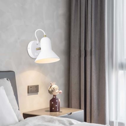 Стенно насочващо осветително тяло ASTAMA 1xE27/40W/230V бяло/месинг