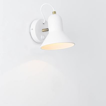 Стенно насочващо осветително тяло ASTAMA 1xE27/40W/230V бяло/месинг