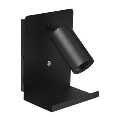 Стенно насочващо осветително тяло с рафт и USB зарядно 1xGU10/35W/230V черно