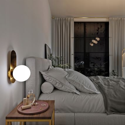 Стенно осветително тяло 1xE27/40W/230V, златисто/бяло