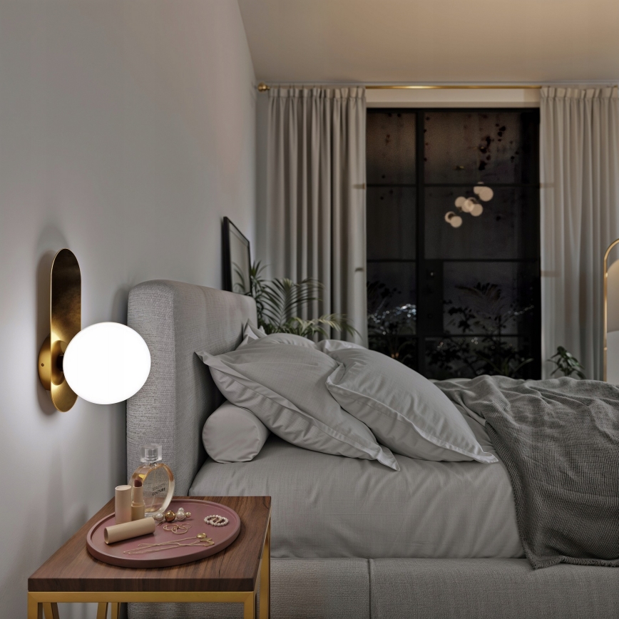 Стенно осветително тяло 1xE27/40W/230V, златисто/бяло