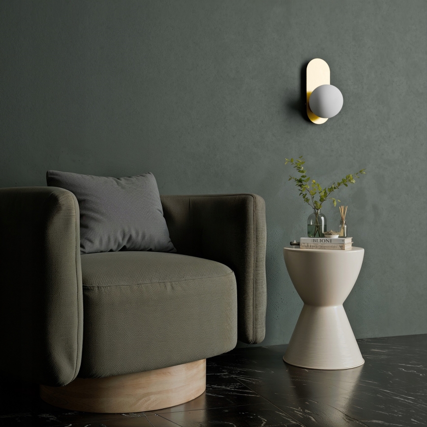 Стенно осветително тяло 1xE27/40W/230V, златисто/бяло