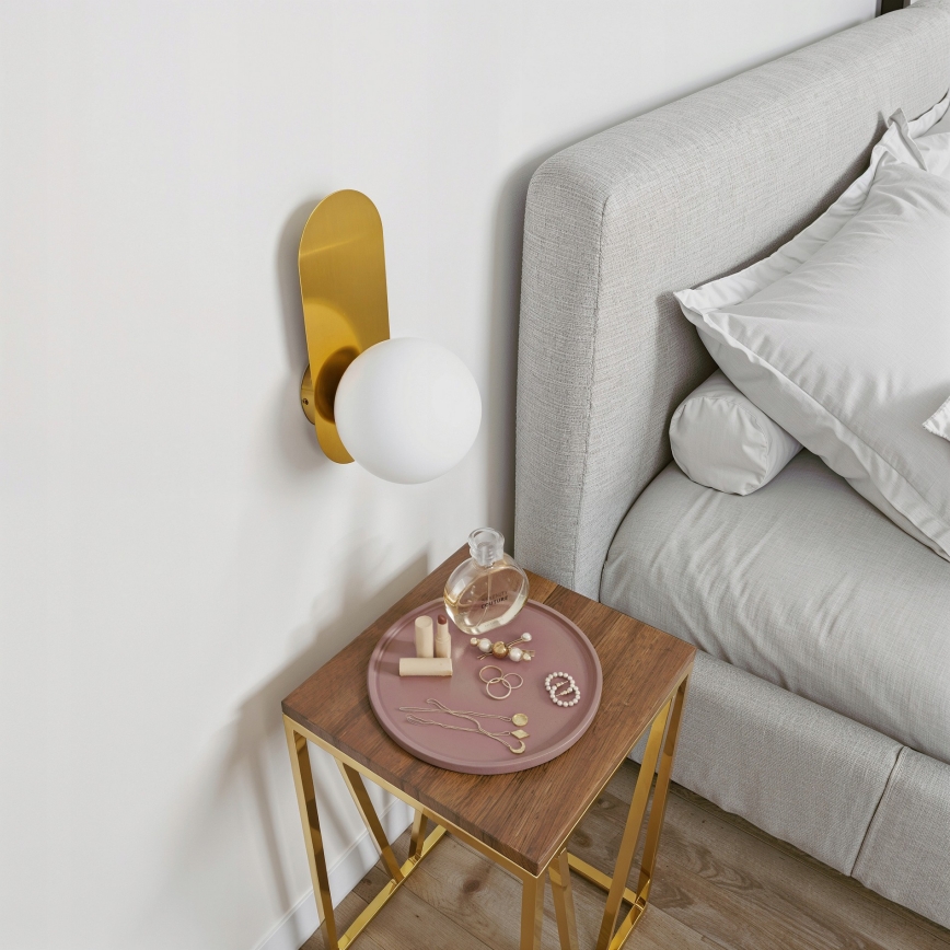 Стенно осветително тяло 1xE27/40W/230V, златисто/бяло