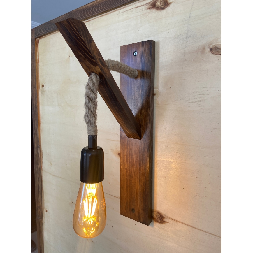 Стенно осветително тяло AHSAP 1xE27/40W/230V, бор/орех