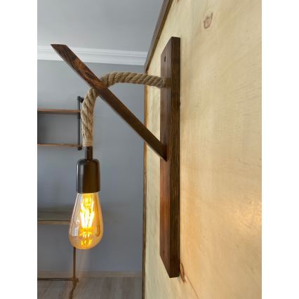 Стенно осветително тяло AHSAP 1xE27/40W/230V, бор/орех