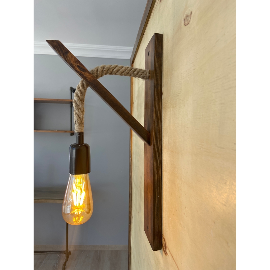 Стенно осветително тяло AHSAP 1xE27/40W/230V, бор/орех