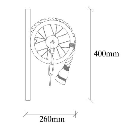 Стенно осветително тяло EREBOS 1xE27/40W/230V черно/кафяво