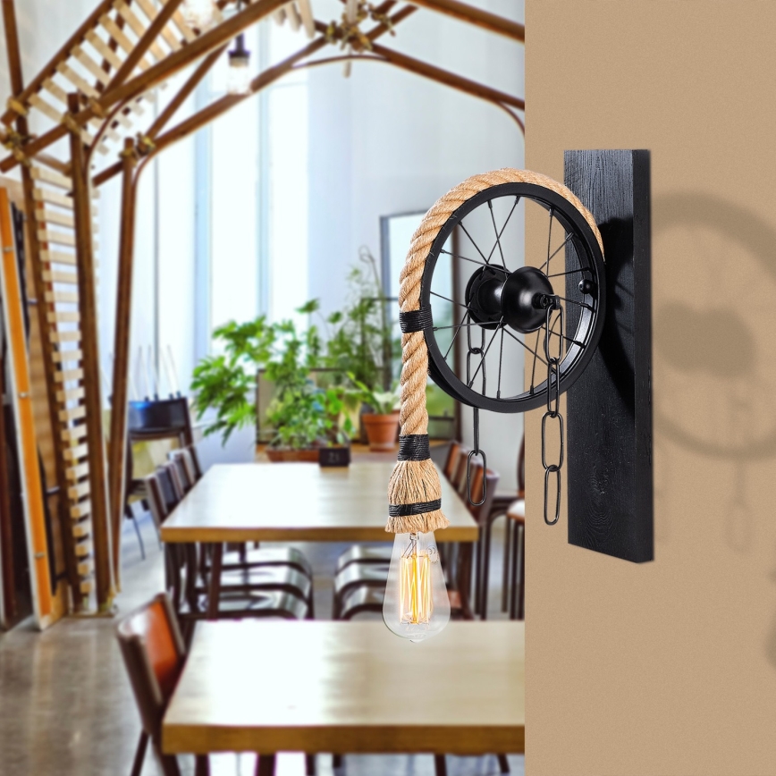 Стенно осветително тяло EREBOS 1xE27/40W/230V черно/кафяво