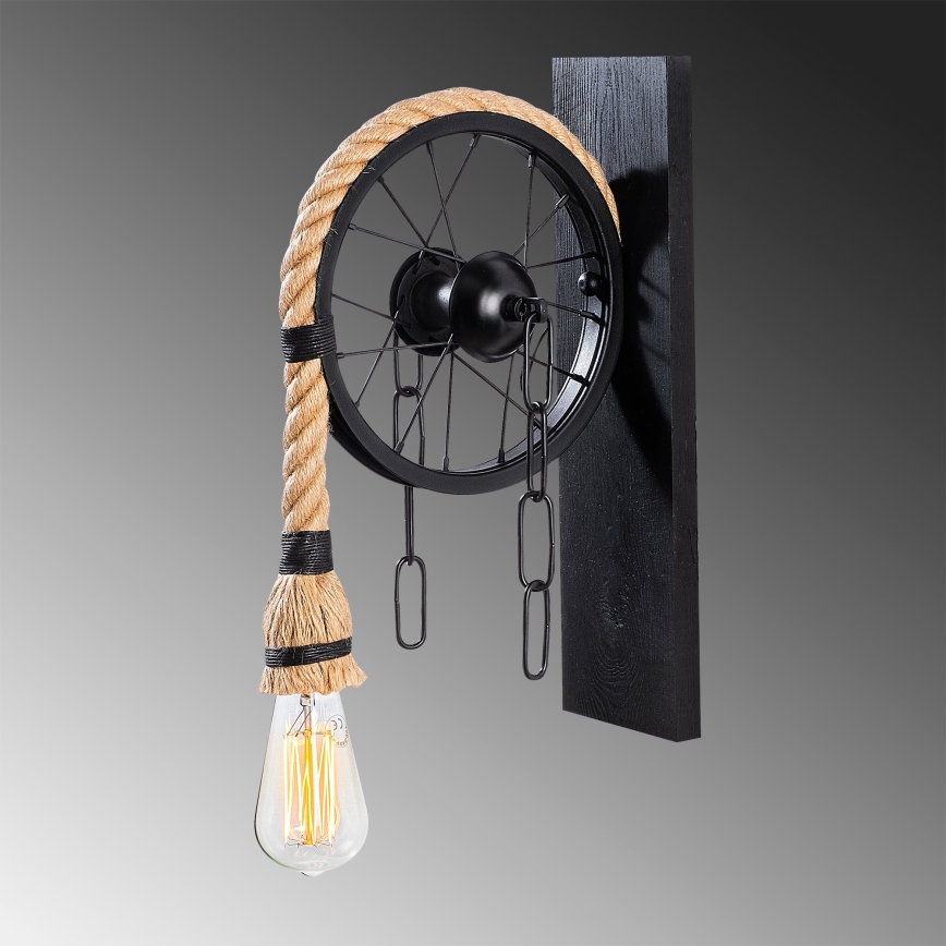 Стенно осветително тяло EREBOS 1xE27/40W/230V черно/кафяво