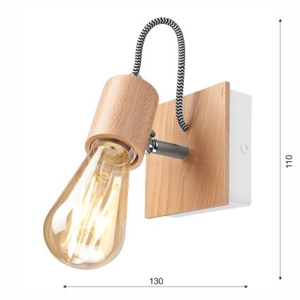 Стенно осветително тяло GUSTAVO 1xE27/60W/230V бук