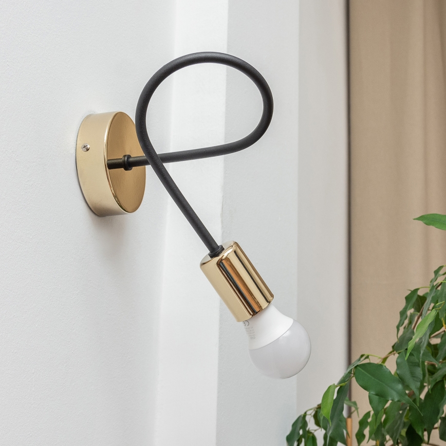 Стенно осветително тяло OXFORD 1xE27/15W/230V златисто/черно