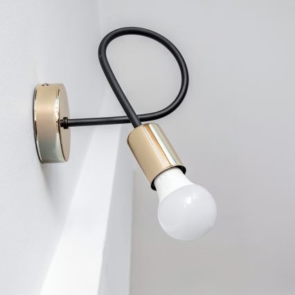 Стенно осветително тяло OXFORD 1xE27/15W/230V златисто/черно