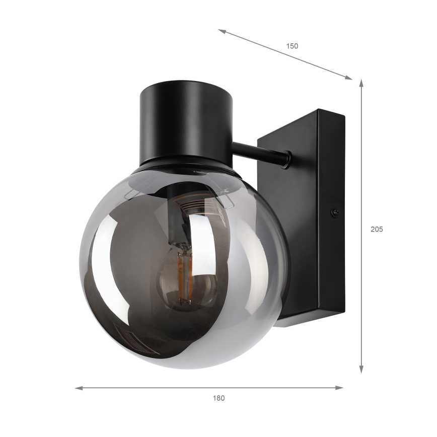 Стенно осветително тяло SFERIO 1xE14/5W/230V черно/опушено черно