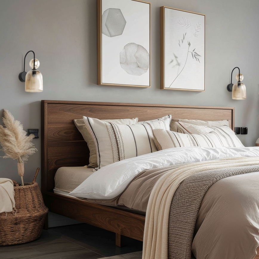 Стенно осветително тяло SOPHIA 1xE14/10W/230V черно/опушено бежово