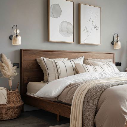 Стенно осветително тяло SOPHIA 1xE14/10W/230V черно/опушено бежово