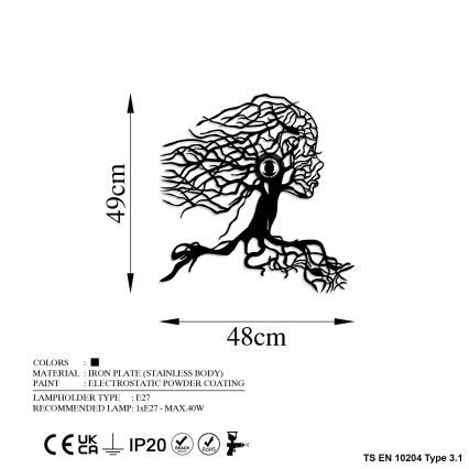 Стенно осветително тяло TREE WOMAN 1xE27/40W/230V, черно