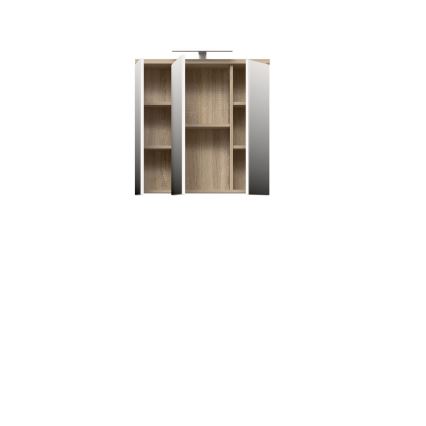 Стенно шкафче за баня с огледало VENOM, бяло/дъб сонома