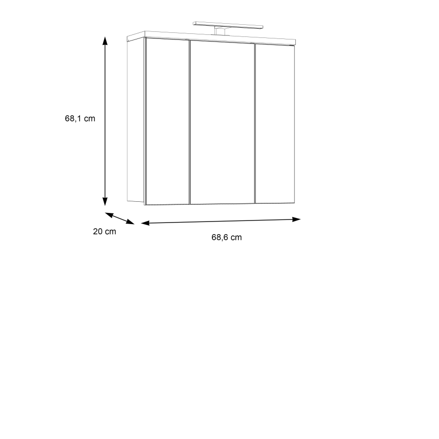 Стенно шкафче за баня с огледало VENOM, бяло/дъб сонома
