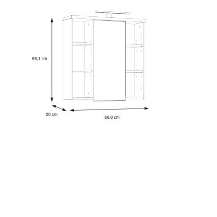 Стенно шкафче за баня с огледало VENOM — антрацит/кафяв