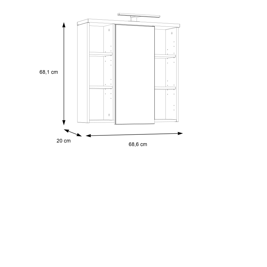 Стенно шкафче за баня с огледало VENOM — антрацит/кафяв