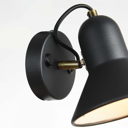 Стенно точково осветително тяло ASTAMA 1xE27/40W/230V черно/месинг