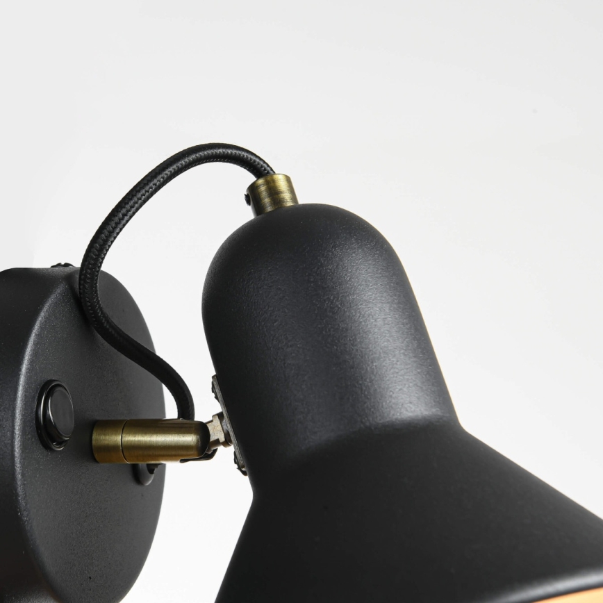 Стенно точково осветително тяло ASTAMA 1xE27/40W/230V черно/месинг