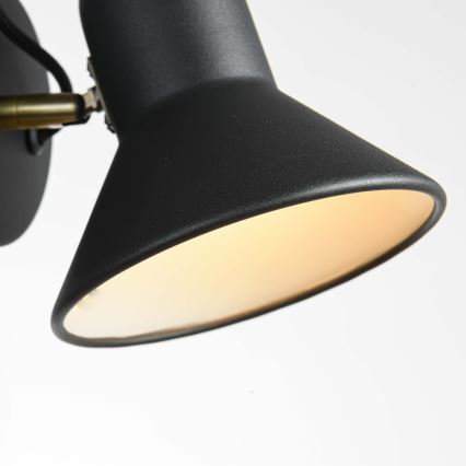 Стенно точково осветително тяло ASTAMA 1xE27/40W/230V черно/месинг