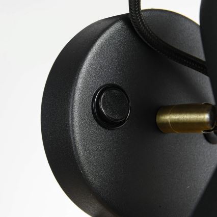 Стенно точково осветително тяло ASTAMA 1xE27/40W/230V черно/месинг