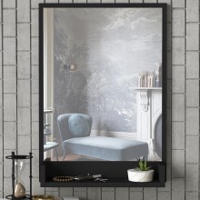 Стенно огледало с рафт COSTA 75x45 cм черно