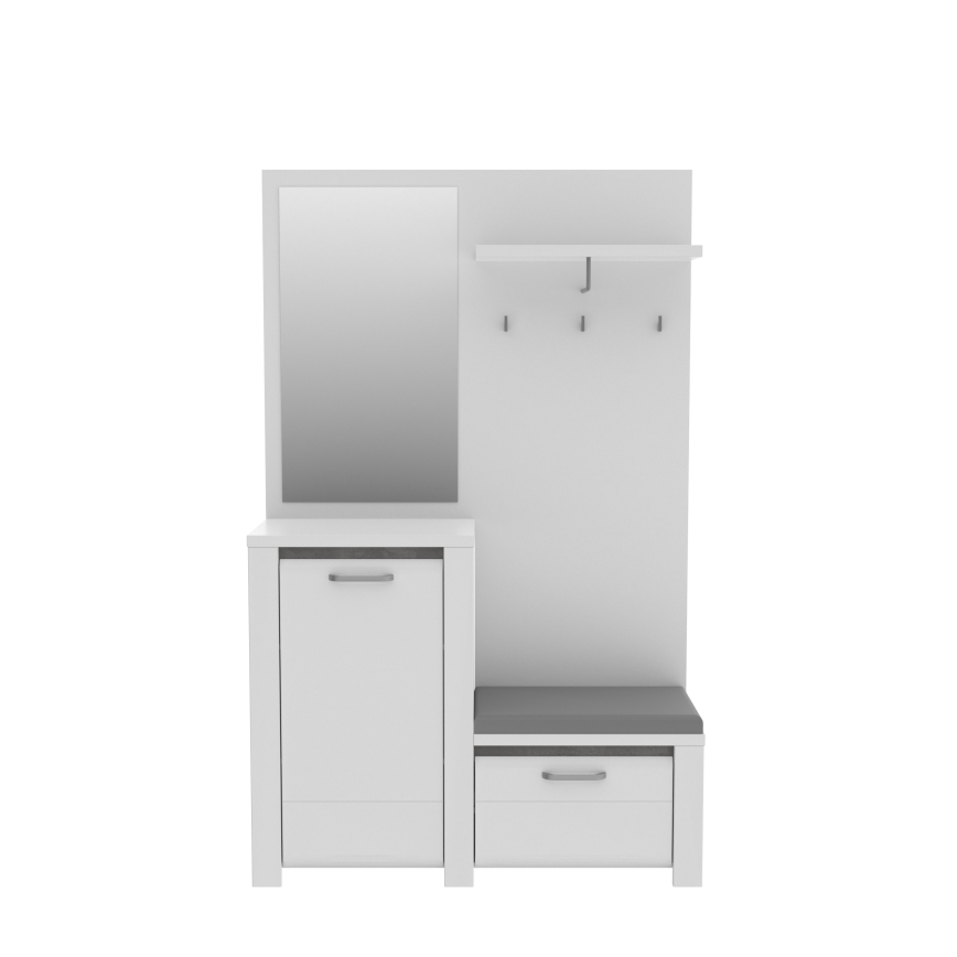 Стенка за антре с огледало HIRO бяла/сива