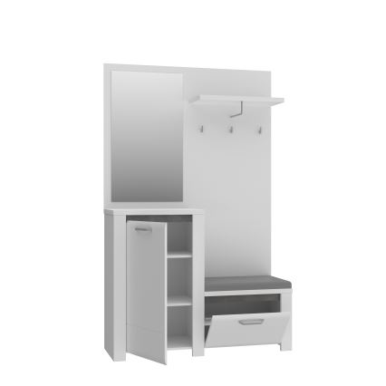 Стенка за антре с огледало HIRO бяла/сива