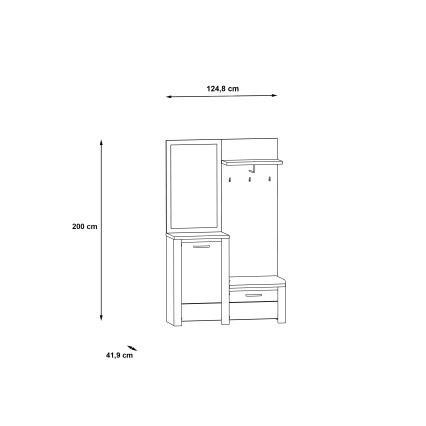Стенка за антре с огледало HIRO бяла/сива