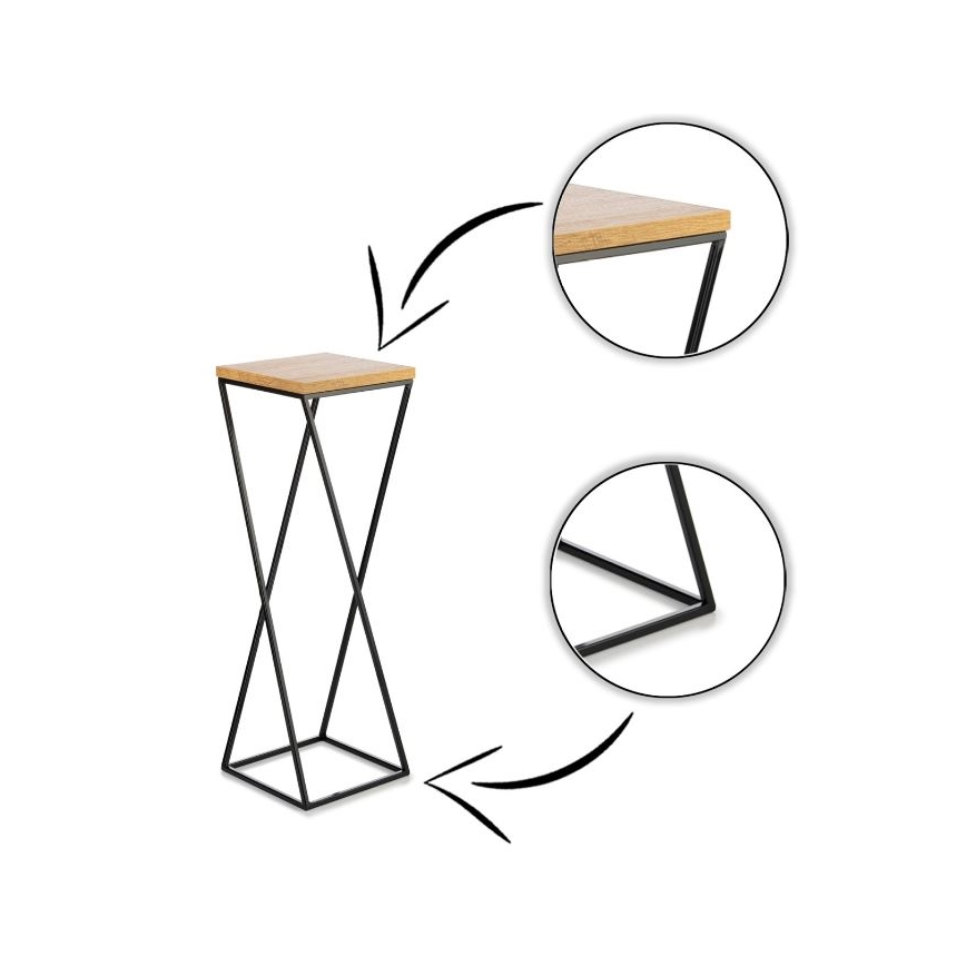 Стойка за цветя 70x24 см черна/кафява
