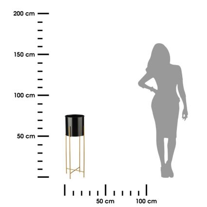 Стойка за цветя 75x17 см черен/златист