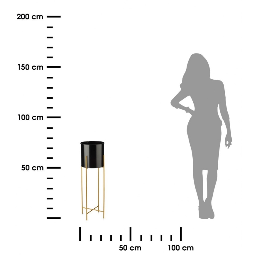 Стойка за цветя 75x17 см черен/златист