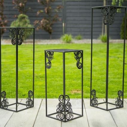 Стойка за цветя 80x24 см черен