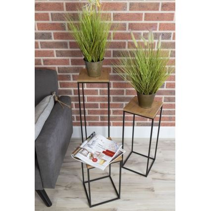 Стойка за цветя BASICLOFT 40x24 черен/кафяв