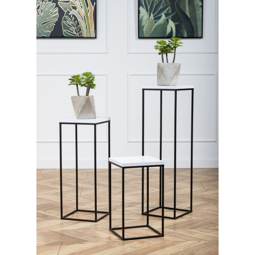 Стойка за цветя BASICLOFT 60x24 черен/бял