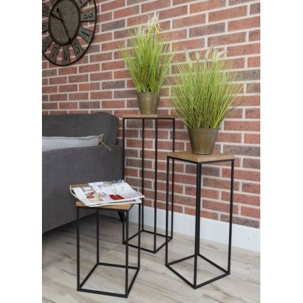 Стойка за цветя BASICLOFT 60x24 черен/кафяв