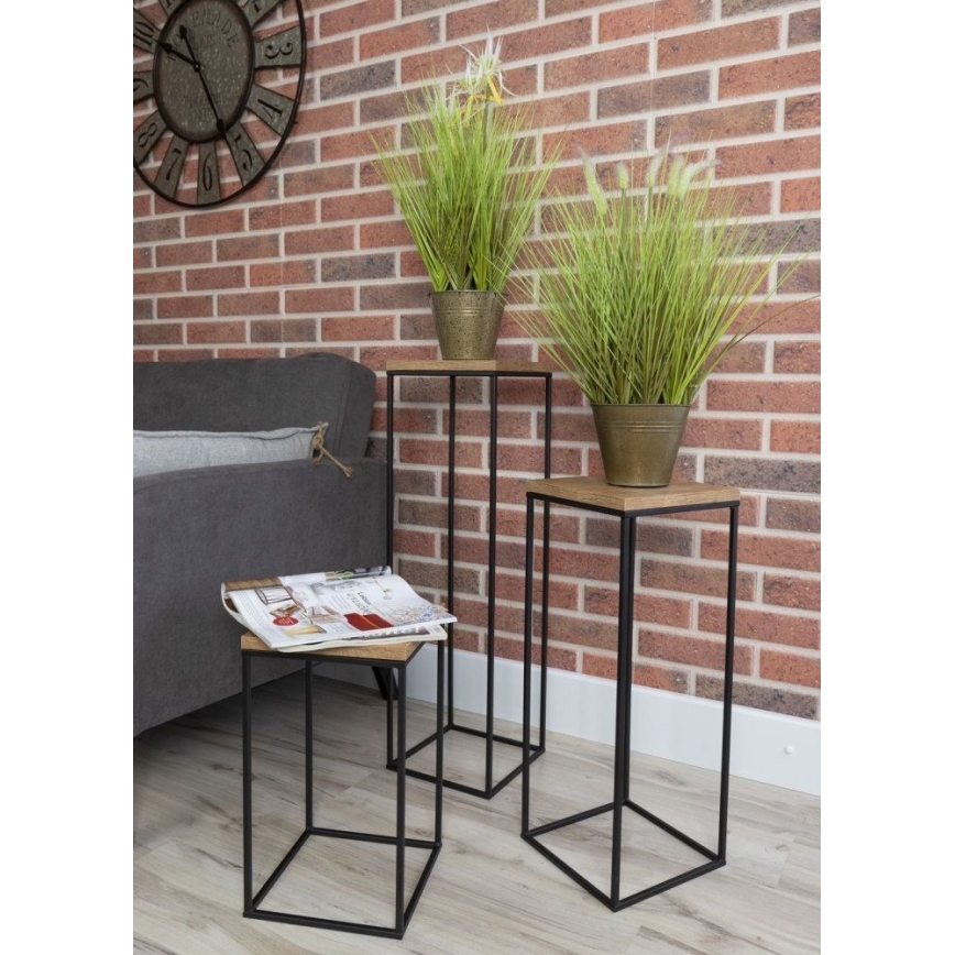 Стойка за цветя BASICLOFT 60x24 черен/кафяв