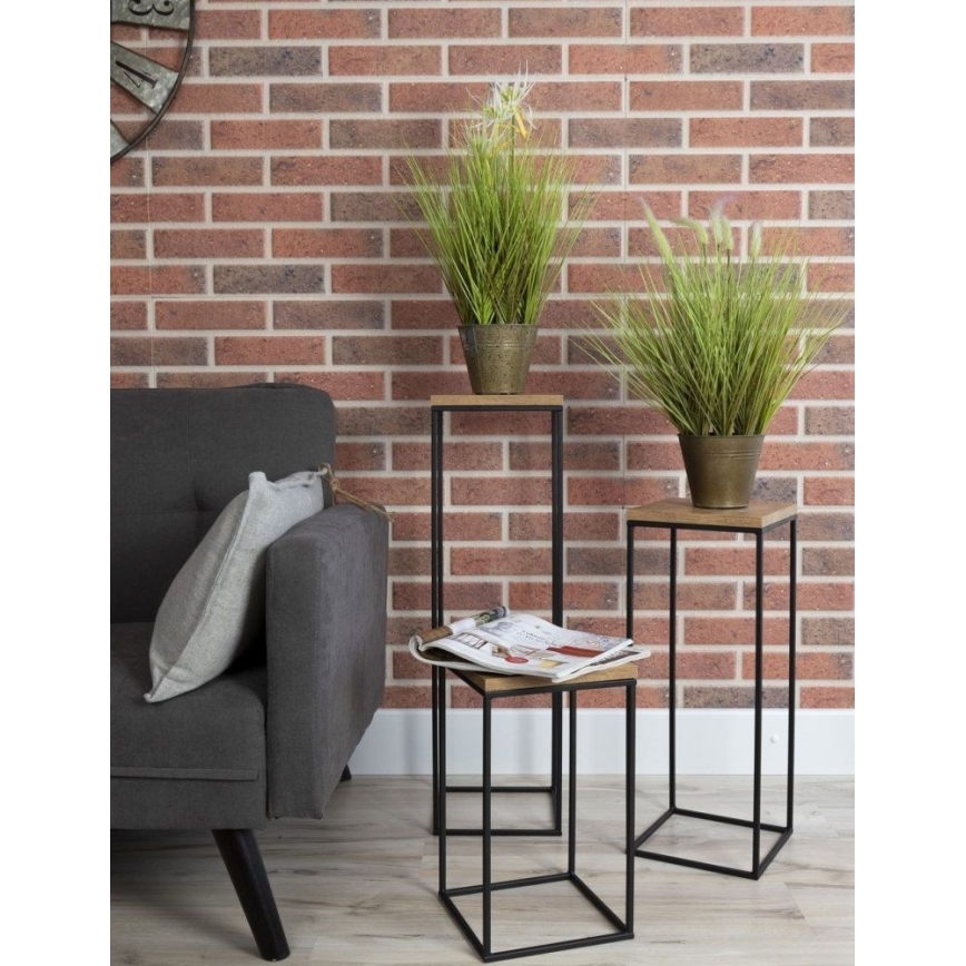 Стойка за цветя BASICLOFT 60x24 черен/кафяв