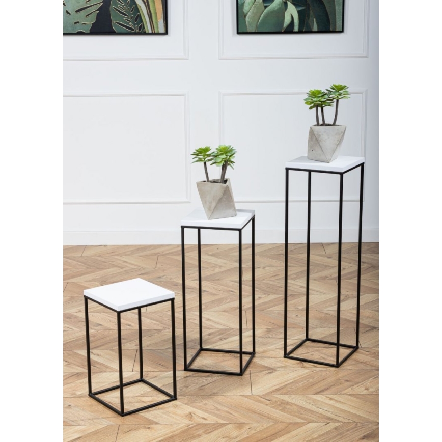 Стойка за цветя BASICLOFT 80x24 черен/бял